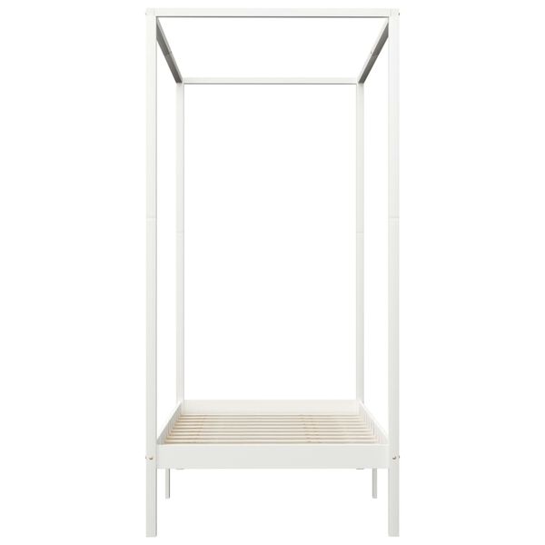 vidaXL Okvir za krevet s baldahinom od borovine bijeli 100 x 200 cm