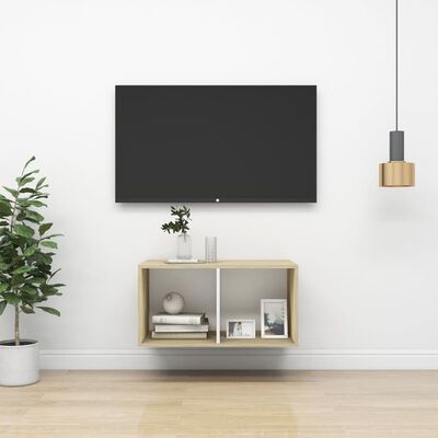 vidaXL Zidni TV ormarić boja hrasta i bijeli 37 x 37 x 72 cm drveni