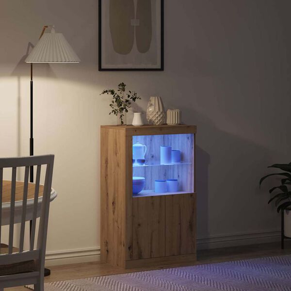 vidaXL LED komoda S LED lampica Umjetnički hrast 60,5 x 37 x 100 cm