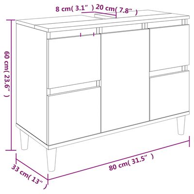 vidaXL 3-dijelni set kupaonskog namještaja sjajni bijeli drveni