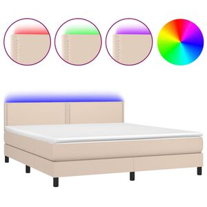 vidaXL Krevet box spring madrac LED cappuccino 180x200cm umjetna koža