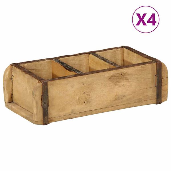 vidaXL Pladanj 4 pcs Smeđa 30 x 14 x 9 cm Čvrsto drvo iz reciklaže