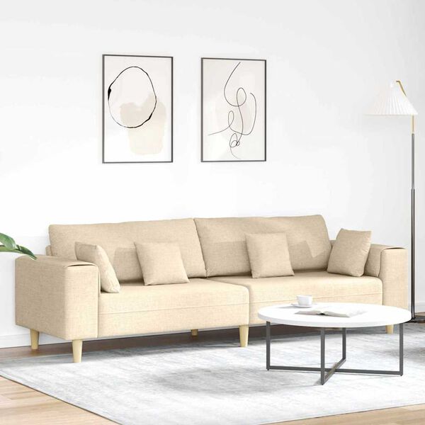 vidaXL Sofa s jastukom Krema 250 x 77 x 76 cm tkanina