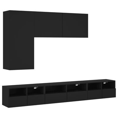 vidaXL 5-dijelni zidni TV ormarići crna od konstruiranog drva