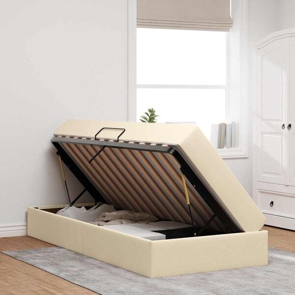 vidaXL Krevet s madracem i skladi&scaron;tem Krema 90 x 190 cm Poliester