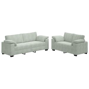 vidaXL Dvodijelni set sofa s jastucima, svijetlo sivi bar&scaron;un