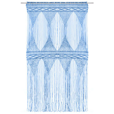 vidaXL Zavjesa s makrameom plava 140 x 240 cm pamučna