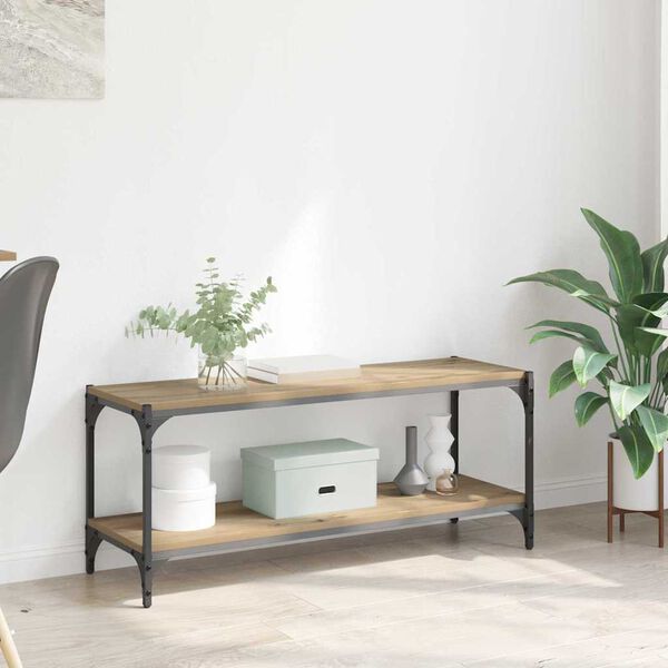 vidaXL TV ormar Umjetnički hrast 100x33x41cm Obrađeno drvo i čelik