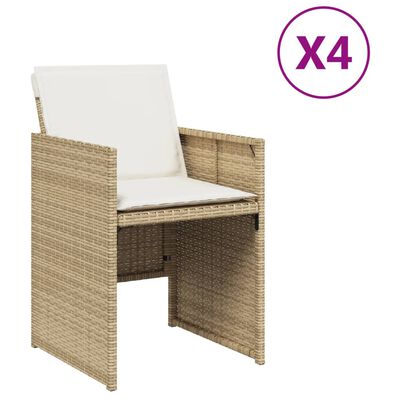 vidaXL Vrtne stolice s jastucima 4 kom bež boje od poliratana