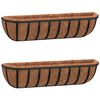 vidaXL Zidna korita crna 2 kom obloge od kokosa 76x21x16 cm čelična