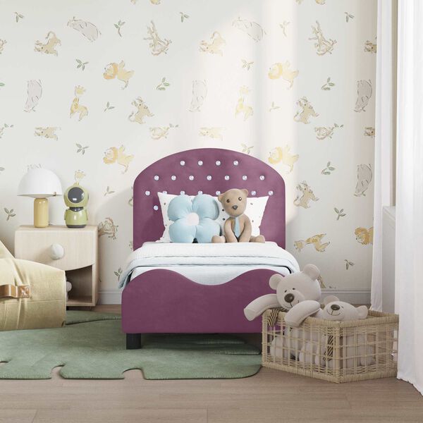 vidaXL Okvir kreveta za malu djecu s naslonom Ljubičasta 70 x 140 cm