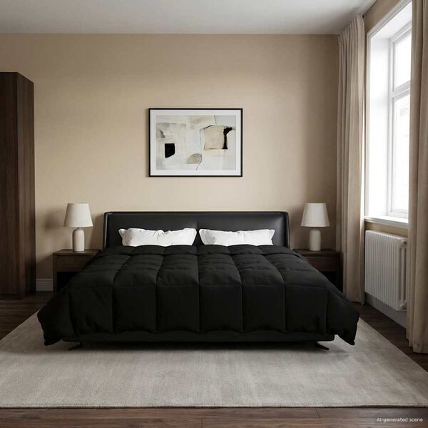 vidaXL Ljetni pokrivač &Scaron;onerisan Crna 200 x 220 cm Mikrovlakna