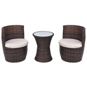 vidaXL 3-dijelni bistro set od poliratana s jastucima smeđi