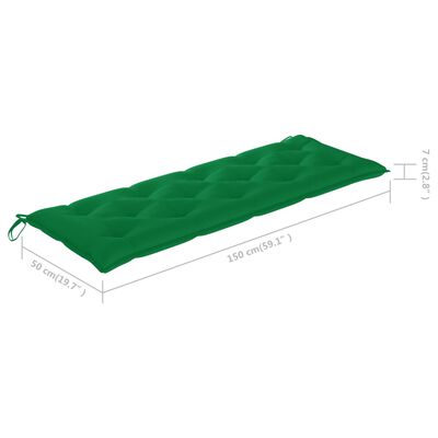 vidaXL Klupa Batavia sa zelenim jastukom 150 cm od masivne tikovine