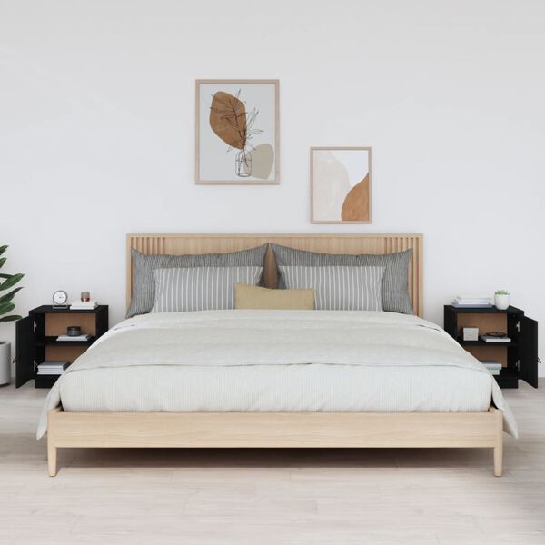 vidaXL Noćni ormarići 2 kom crna 40 x 34 x 45 cm od masivne borovine