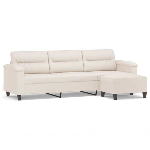 vidaXL Trosjed s tabureom bež 210 cm od mikrovlakana