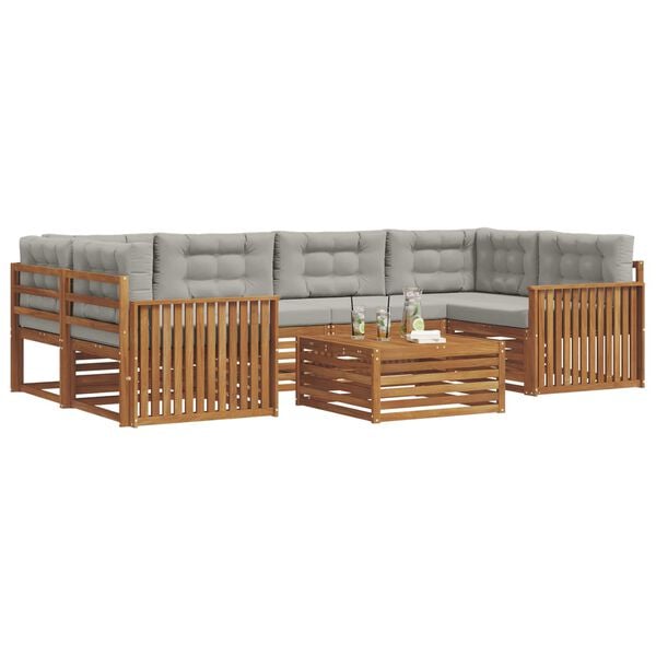 vidaXL Set vanjskih sofa s jastukom 7 pcs Prirodna i svijetlo siva