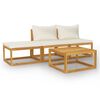 vidaXL 4-dijelna vrtna garnitura od bagremovog drva s jastucima krem