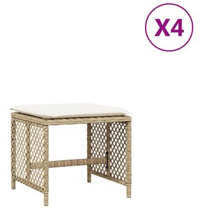 vidaXL Vrtni stolci s jastucima 4 kom bež 41x41x36 cm od poliratana