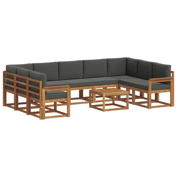 vidaXL Set vanjskih sofa s jastukom 10 pcs Prirodna i antracit