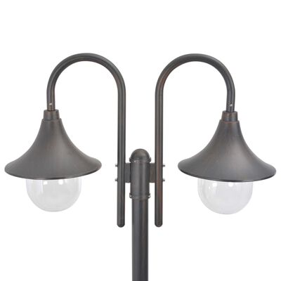 vidaXL Vrtna dvostruka stupna svjetiljka od aluminija E27 220 cm brončana