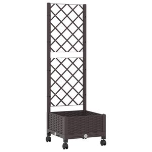vidaXL Vrtni saksija s re&scaron;etkom i kotačima Smeđa 40 x 40 x 131,5 cm PP
