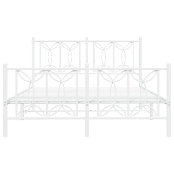 vidaXL Metalni okvir kreveta uzglavlje i podnožje bijeli 140 x 190 cm