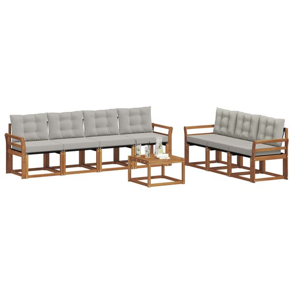 vidaXL Set vanjskih sofa s jastukom 8 pcs Prirodna i svijetlo siva