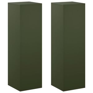 vidaXL Stalak za biljke 2 pcs Maslinastozelena 30 x 30 x 100 cm Čelik