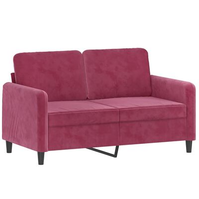 vidaXL 3-dijelni set sofa crvena boja vina baršunasti