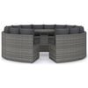 vidaXL 9-dijelni set vrtnih sofa od poliratana s jastucima sivi