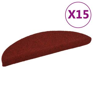 vidaXL Prostirke za stepenice, samoljepljive, 15 kom, 56x17x3 cm, bordo crvene, poluokrugle