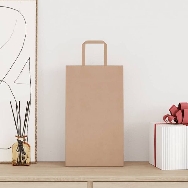 vidaXL Papirnate vrećice 250 kom s ručkama smeđe 21x11x36 cm