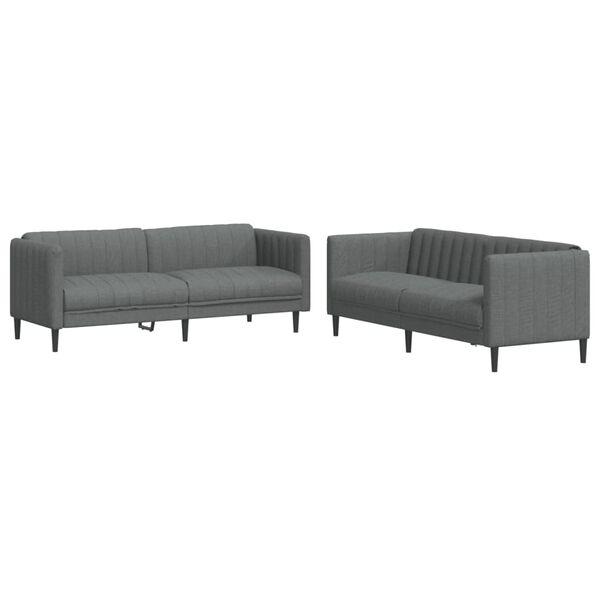 vidaXL 2-dijelni set sofa tamnosivi od tkanine