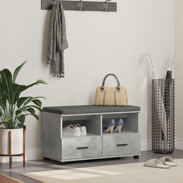 vidaXL Klupa za hodnik s jastukom Betonski sivi 80 x 38 x 46 cm