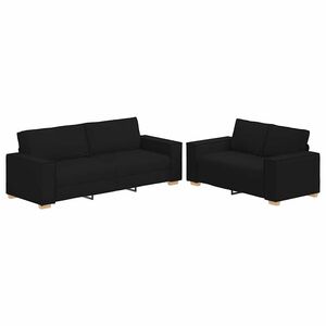 vidaXL Dvodijelni set sofa s jastucima, crna tkanina