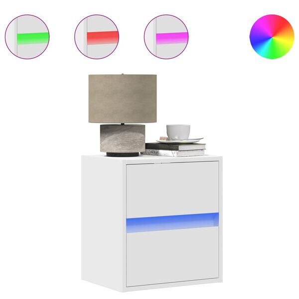 vidaXL Zidni noćni ormarići s LED svjetlima 2 kom bijeli
