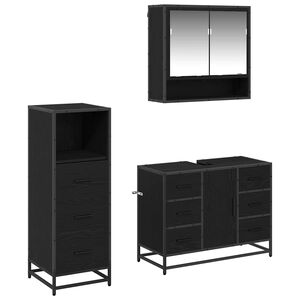 vidaXL Set namje&scaron;taja za kupaonicu 3 kom. Crni hrast 80 x 33 x 60 cm