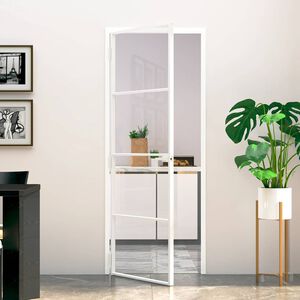 vidaXL Sobna vrata bijela 76x201,5 cm kaljeno staklo i aluminij tanka