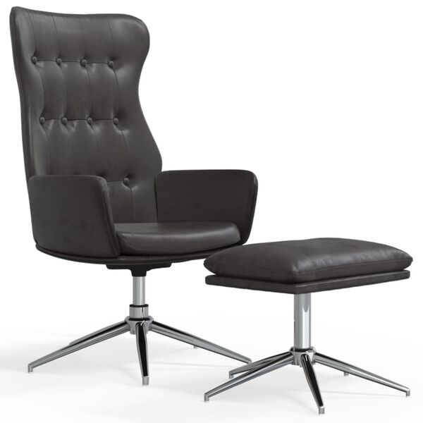 vidaXL Stolica za opu&scaron;tanje s tabureom od sjajne crne umjetne kože