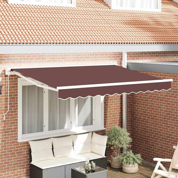 vidaXL Skrovita tenda Smeđa 350 x 200 cm Poliester i metal