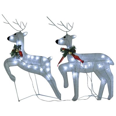 vidaXL Ukrasni božićni sobovi i sanjke 100 LED žarulja vanjski bijeli