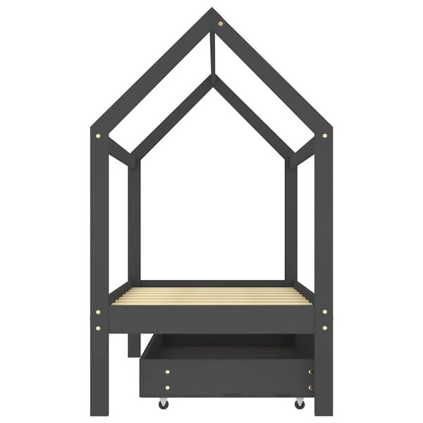 vidaXL Okvir za dječji krevet s ladicom tamnosivi 80 x 160 cm borovina