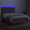 vidaXL Krevet box spring s madracem LED smeđesivi 140x190 cm tkanina