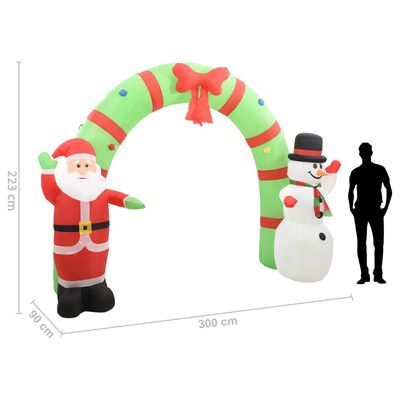 vidaXL Ukrasni Djed Mraz i snjegović na napuhavanje s lukom LED 223 cm