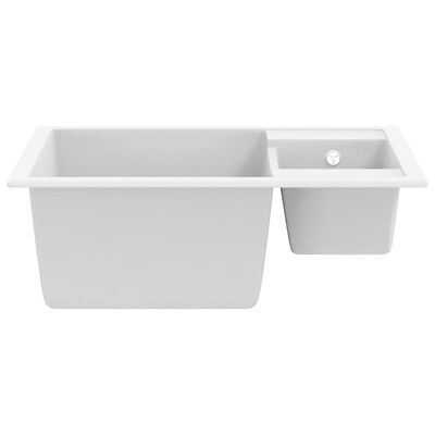 vidaXL Kuhinjski sudoper s dvije kadice bijeli granitni