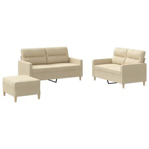 vidaXL 3-dijelni set sofa s jastucima krem od tkanine