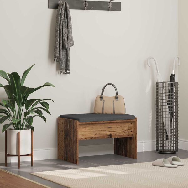vidaXL Klupa za hodnik s jastukom Staro drvo 63 x 38 x 40 cm