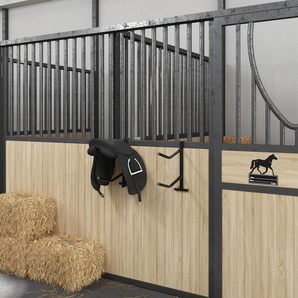 vidaXL Stalak za sedlo s kukom za uzde dvije ruke crni željezni