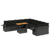 vidaXL 11-dijelni set vrtnih sofa od poliratana s jastucima crni